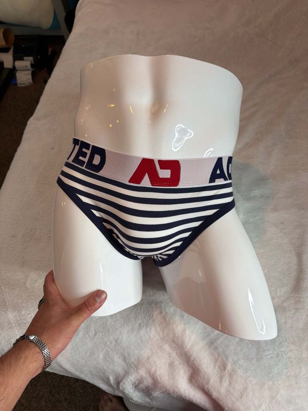 ADDICTED AD1276 Seamless Sailor Brief - Navy/White Striped